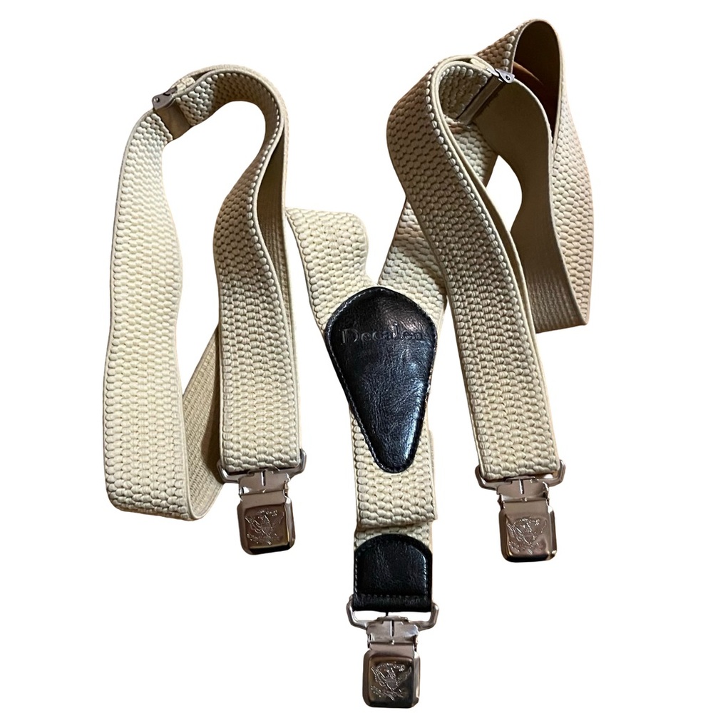 Decalen Mens Clip Suspenders Y Shape Tan Adjustable Classy In God We Trust Eagle
